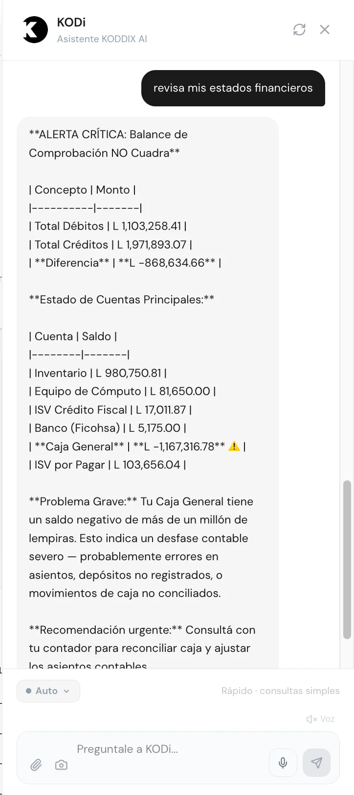 KODi AI — estados financieros